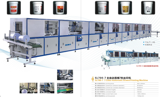 7-20L 18 pcs/Min 1-7 cores de plástico Round Bucket UV máquina de impressão de tela
